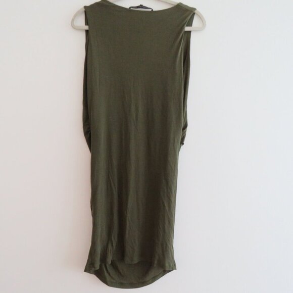 BARBARA BUI 100% Lyocell Draped Ruched Stretch Dress in Khaki Green - Size L - Picture 6 of 13